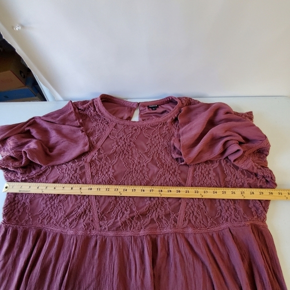 Torrid Peplum Bell Sleeve Top Size 6X Stretch Lace Knit Bodice Fairycore Tunic - Picture 9 of 15